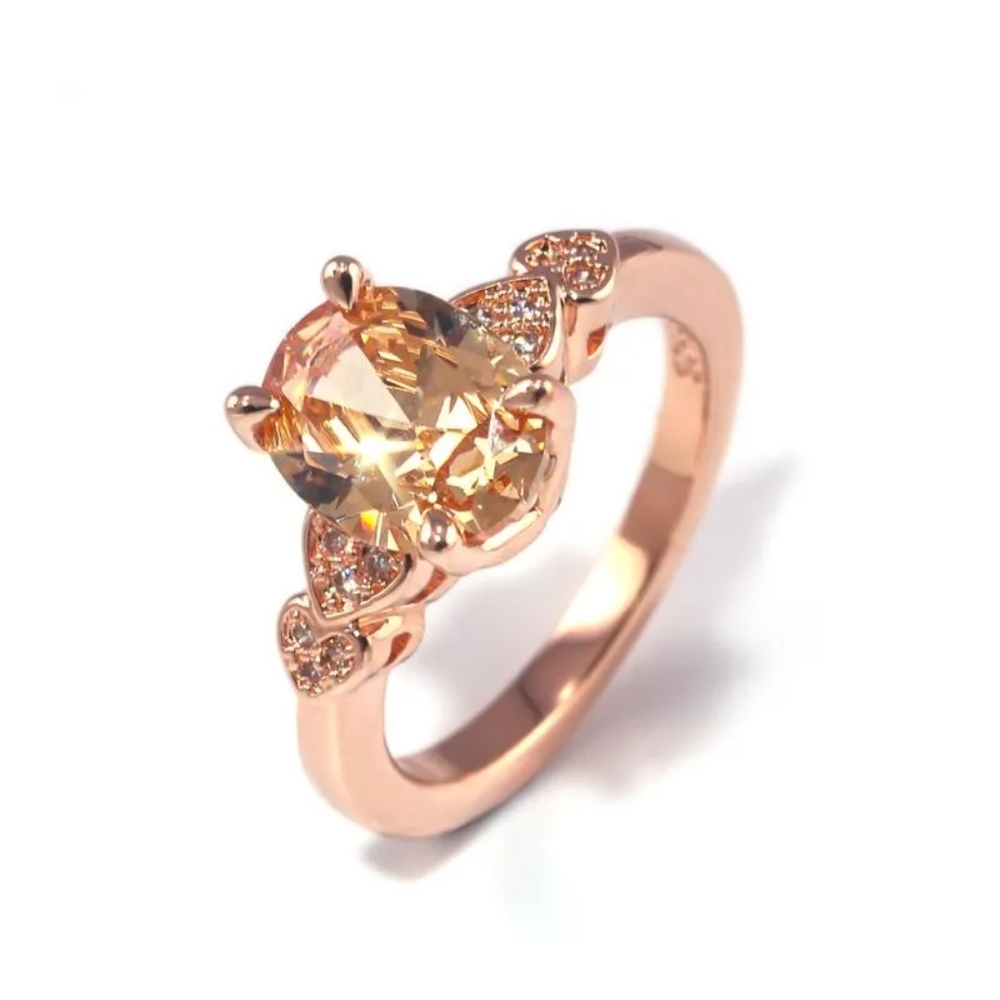 1.70 Cttw Oval Shape Simulated Peach Morganite & White Cubic Zirconia sz 7